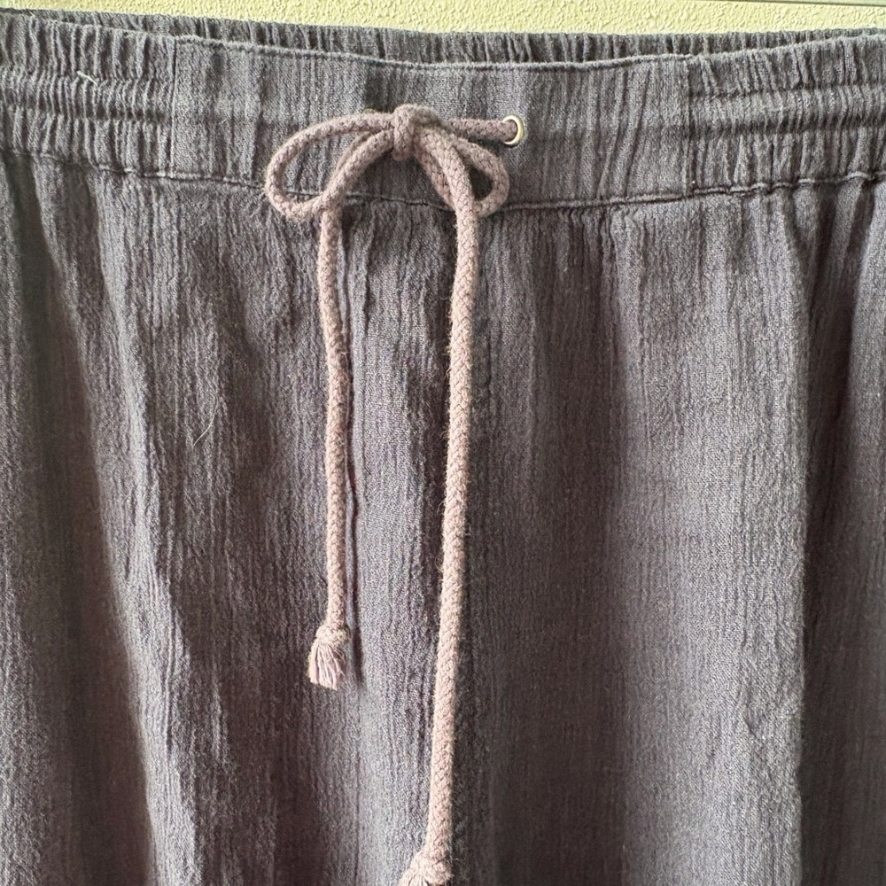 Poetry Linen Blend Drawstring Ankle Pants Size 14 Coastal Chic Navy Quiet Luxury - Picture 5 of 12